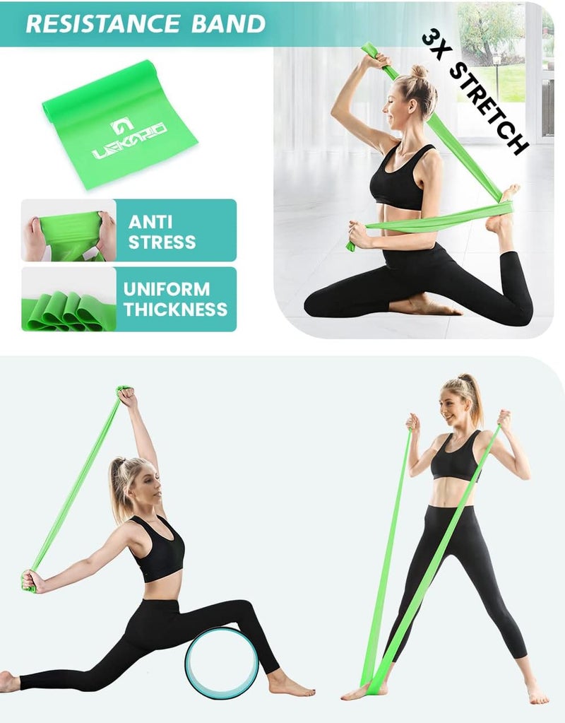 LEKÄRO Yoga Wheel Set 9 in 1, Yoga Starter Kit for Beginner, Back Roller for Pain Relief & Deep Tissue Massage, Stretching, Improving Backbends, Size 13'' - Image 5